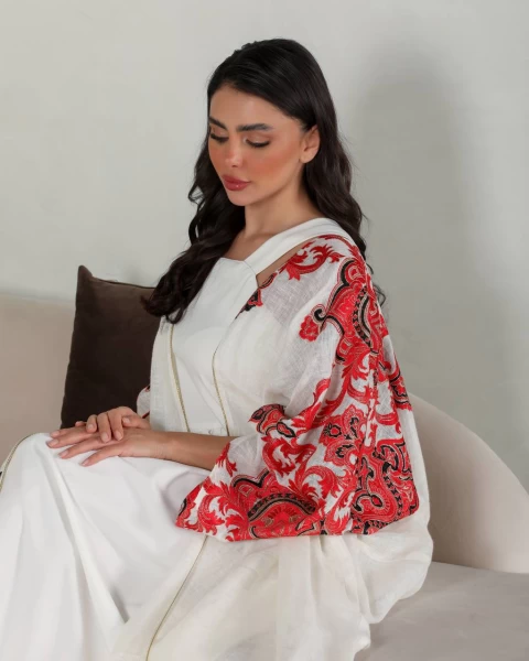 Lenin Abaya in white color embroidered IB143 white